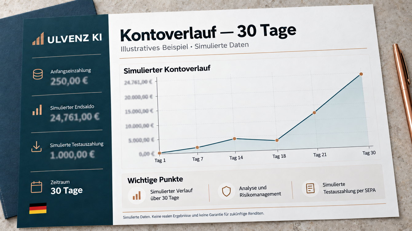 Die Entwicklung unseres Testkontos über 30 Tage